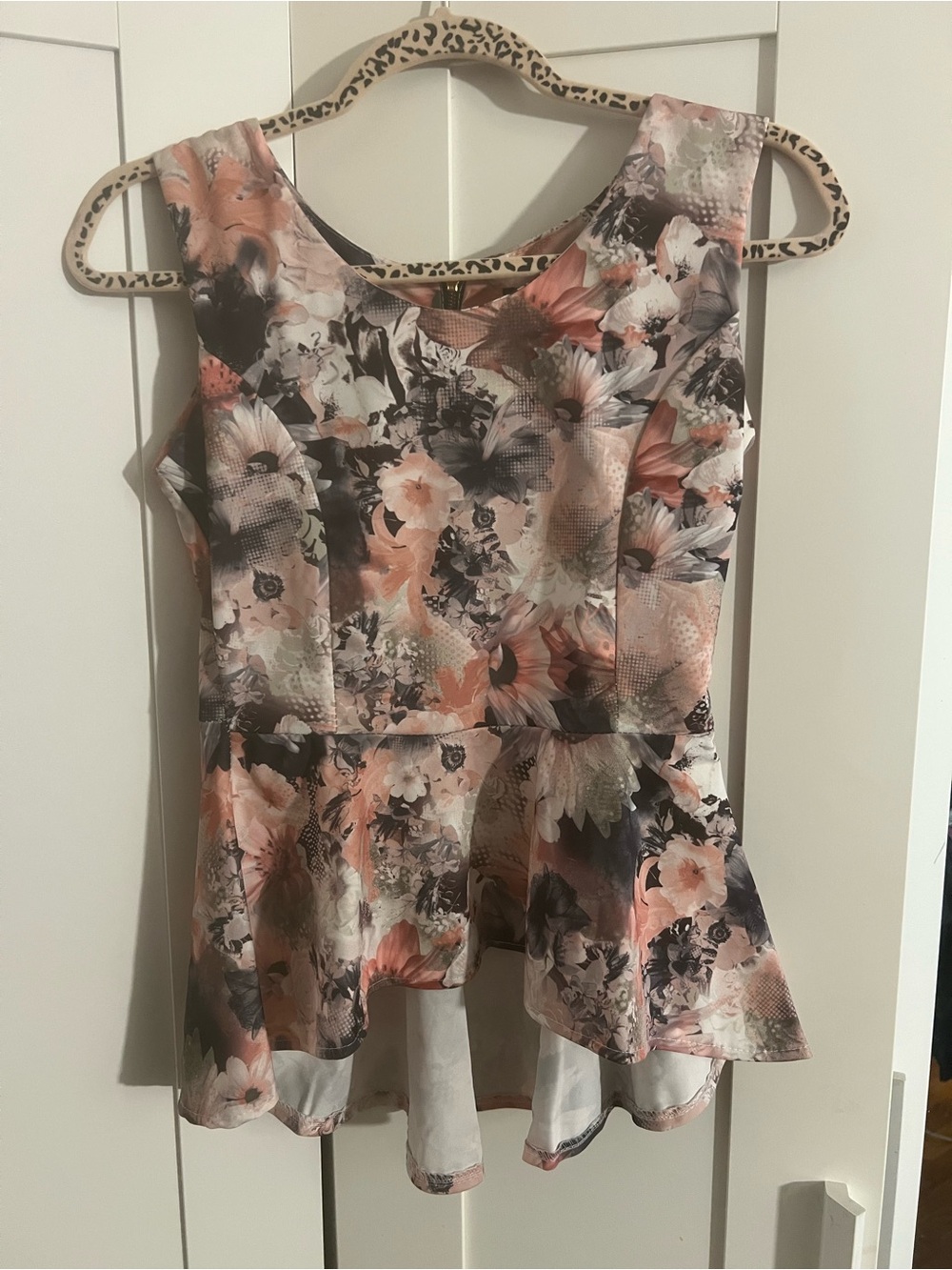 Floral Peplum Sleeveless Top - Pink/Blush